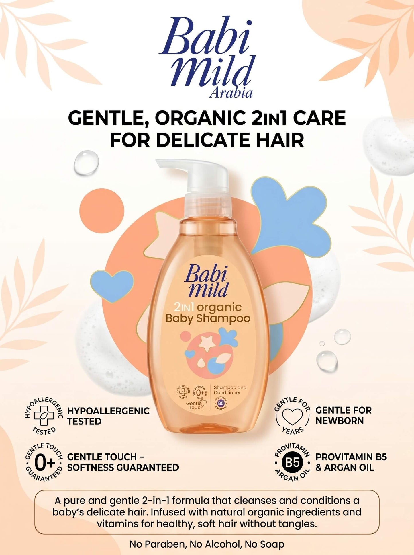 Babi Mild - 2in1 Organic Baby Shampoo & Conditioner (180ml) info