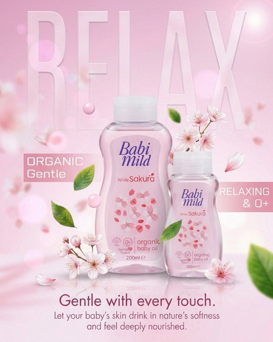 Babi Mild - White Sakura | Organic Baby Oil (100ml&200ml)