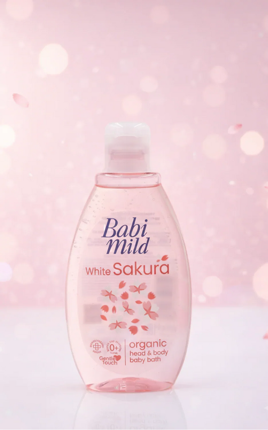 Babi Mild White Sakura Baby Care Set – Organic Head & Body Baby Bath