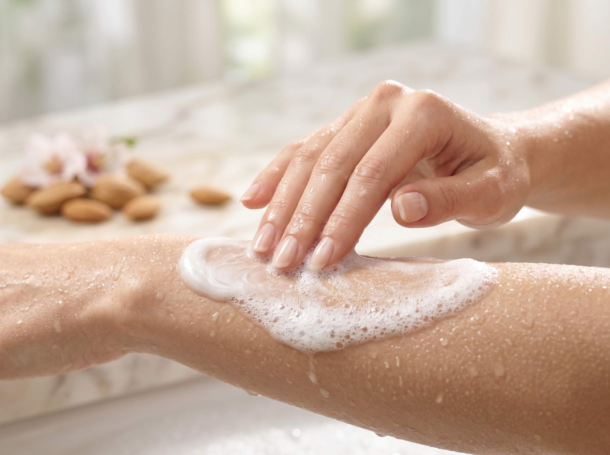 Appling Shower Gel on hand. 