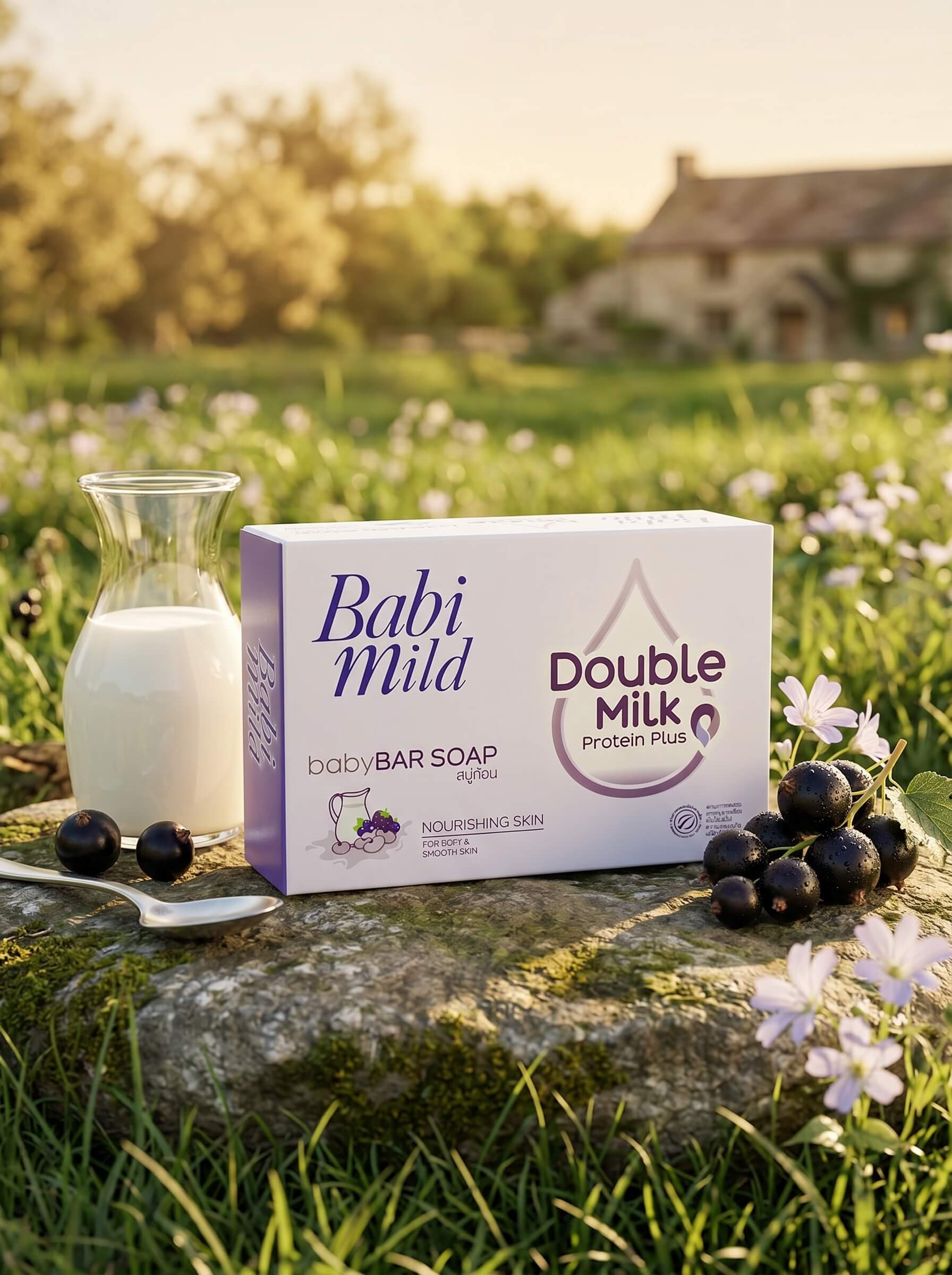 Babi Mild - Double Milk Protein Plus | Organic Baby Bar Soap 75g Outdoor photoshoot Dubai