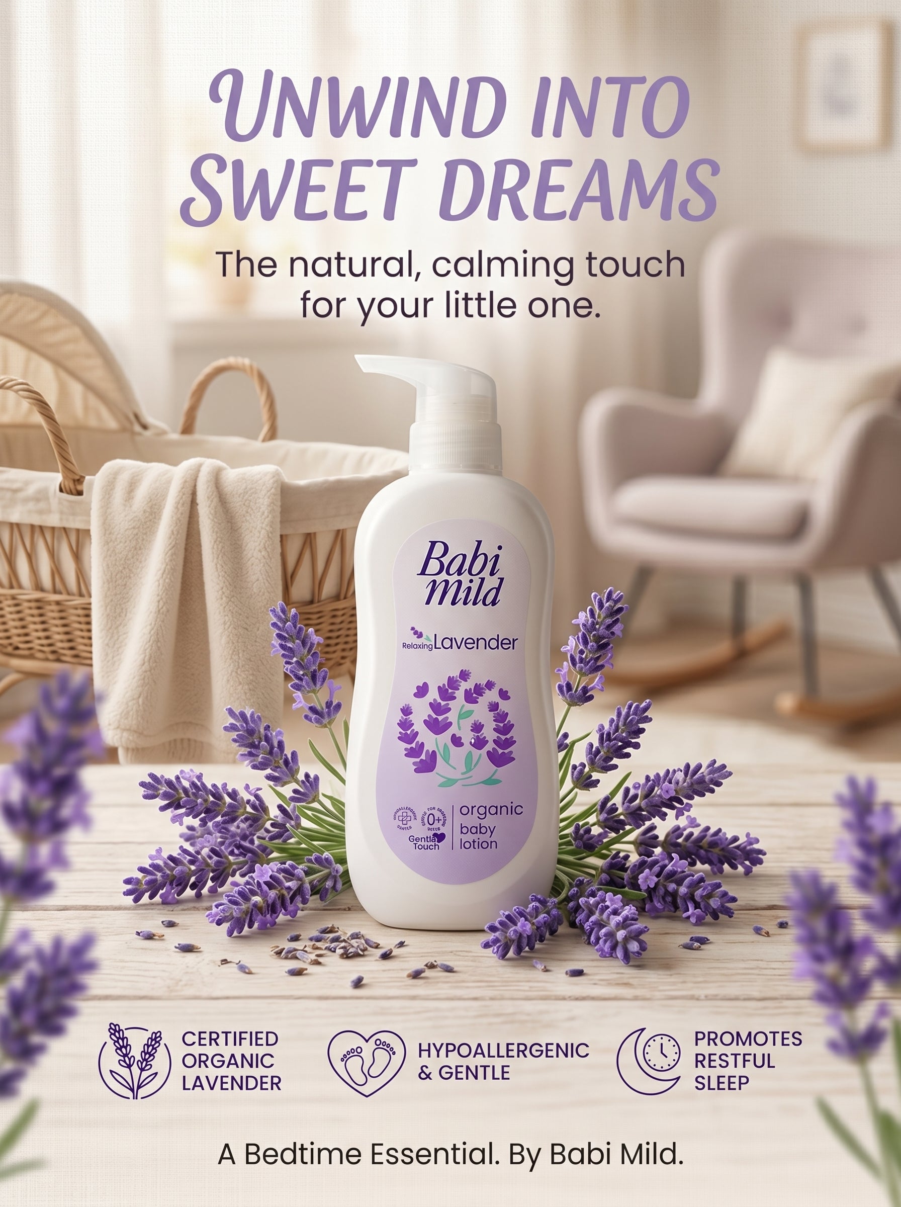 Babi Mild - Relaxing Lavender | Organic Baby Body Lotion-  (350ml)