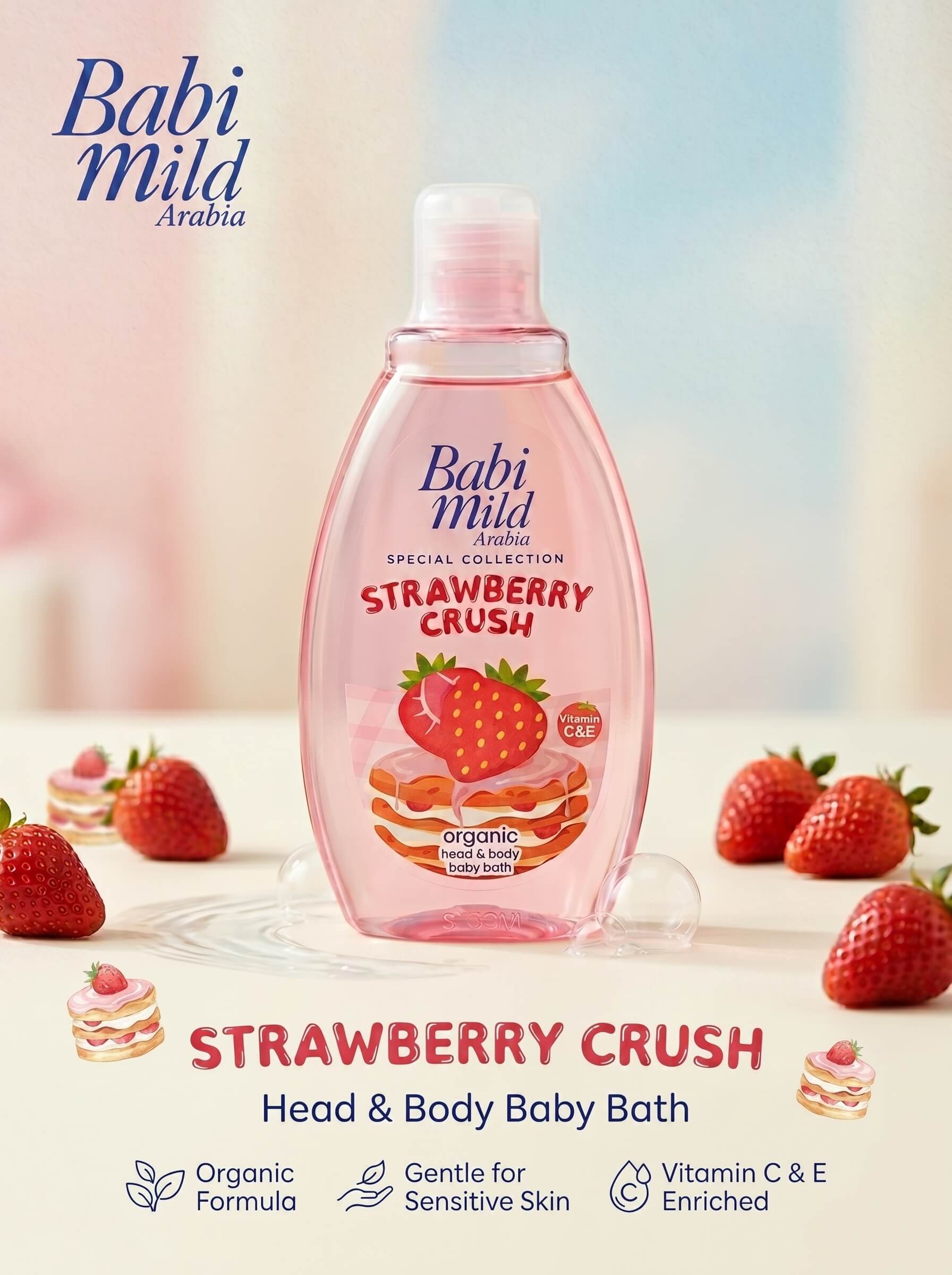 Babi Mild - Strawberry Crush | Head & Body Baby Bath (180ml) Poster in UAE