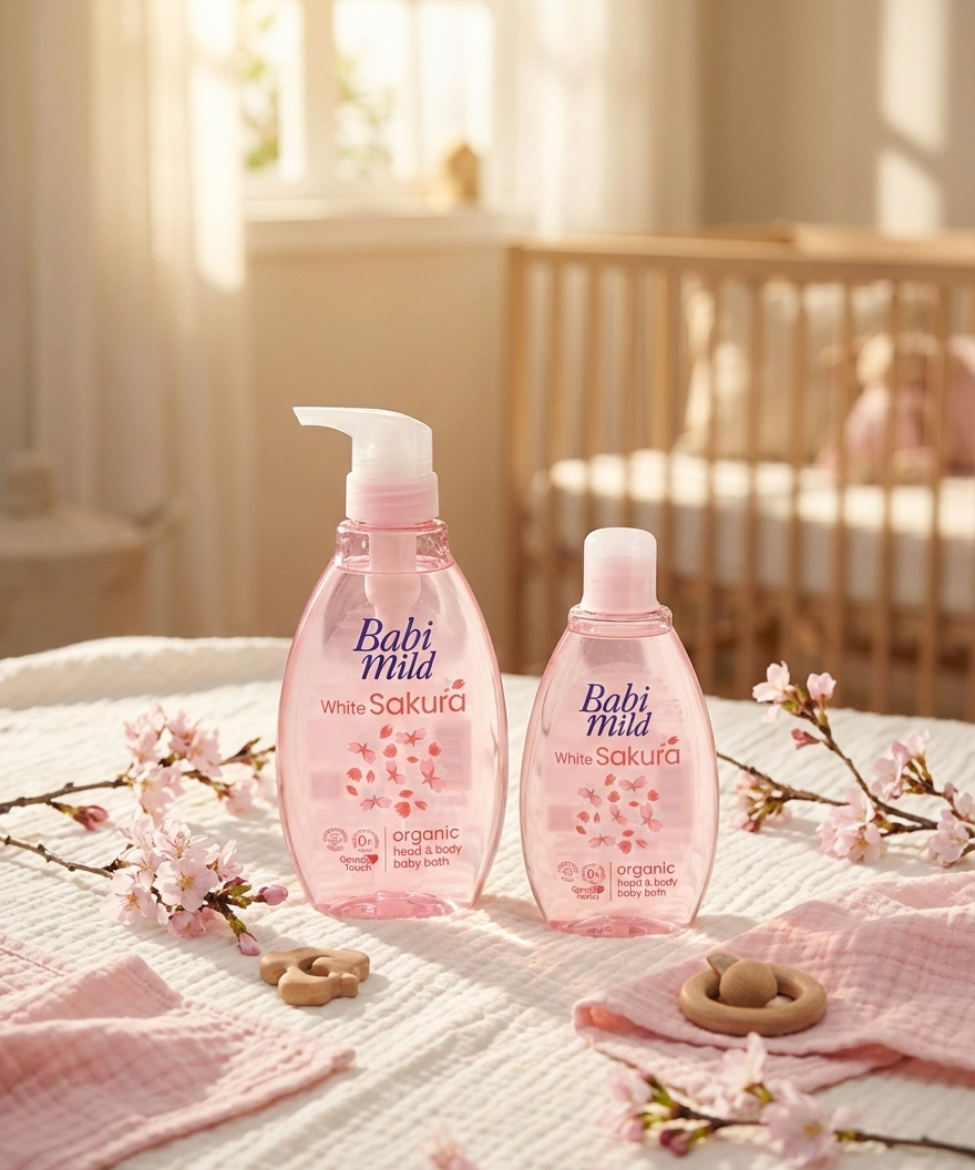 Babi Mild - White Sakura | Head & Body Baby Bath (180/380ml) in UAE