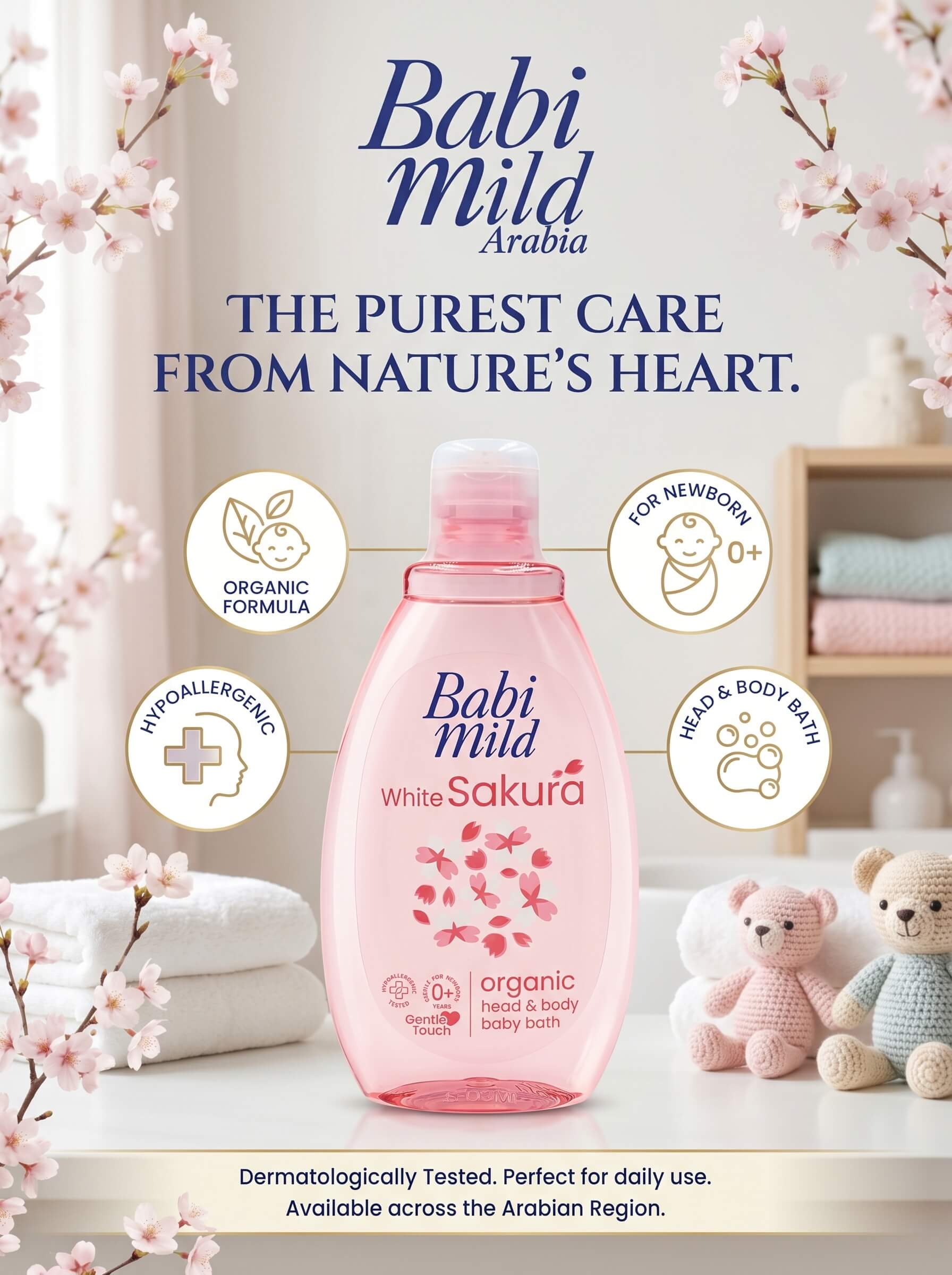 Babi Mild - White Sakura | Head & Body Baby Bath (180ml) in UAE