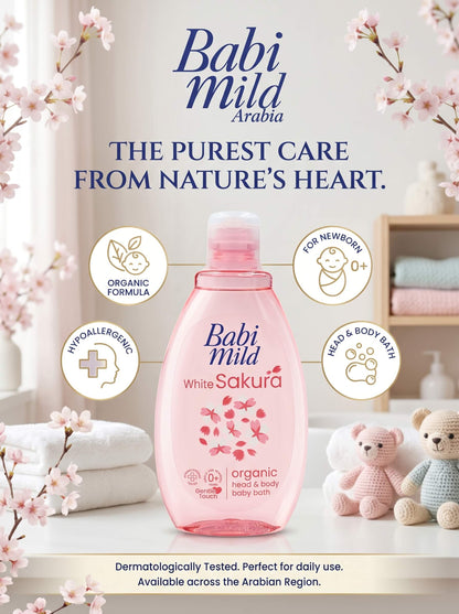Babi Mild - White Sakura | Head & Body Baby Bath (180ml) in UAE