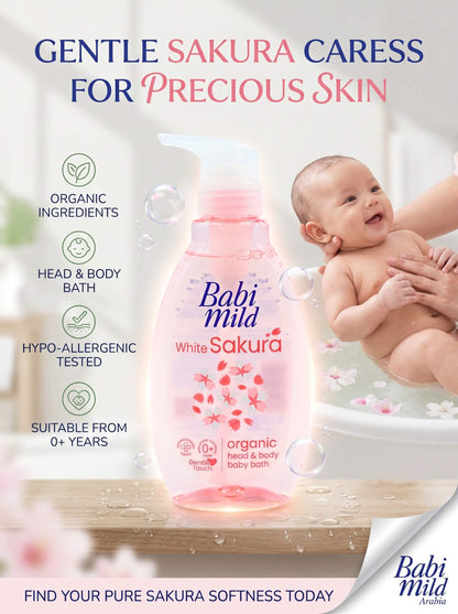 Babi Mild - White Sakura | Head & Body Baby Bath (180ml) in UAE