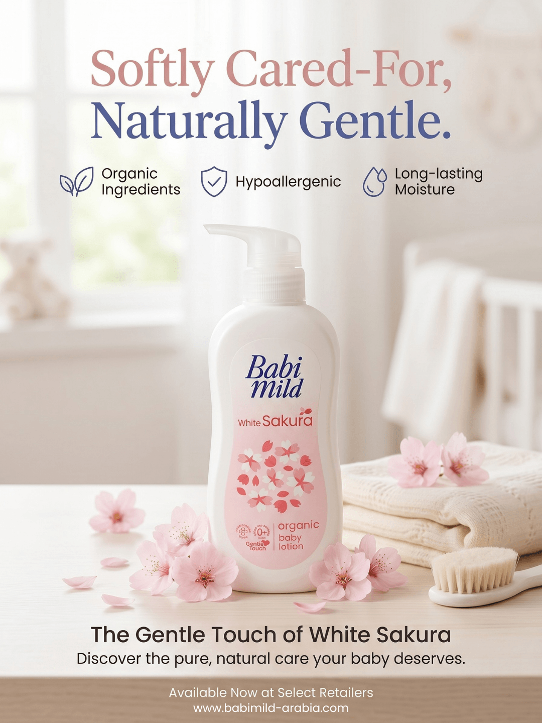 Babi Mild - White Sakura | Organic Baby Body Lotion- (180/350ml) UAE