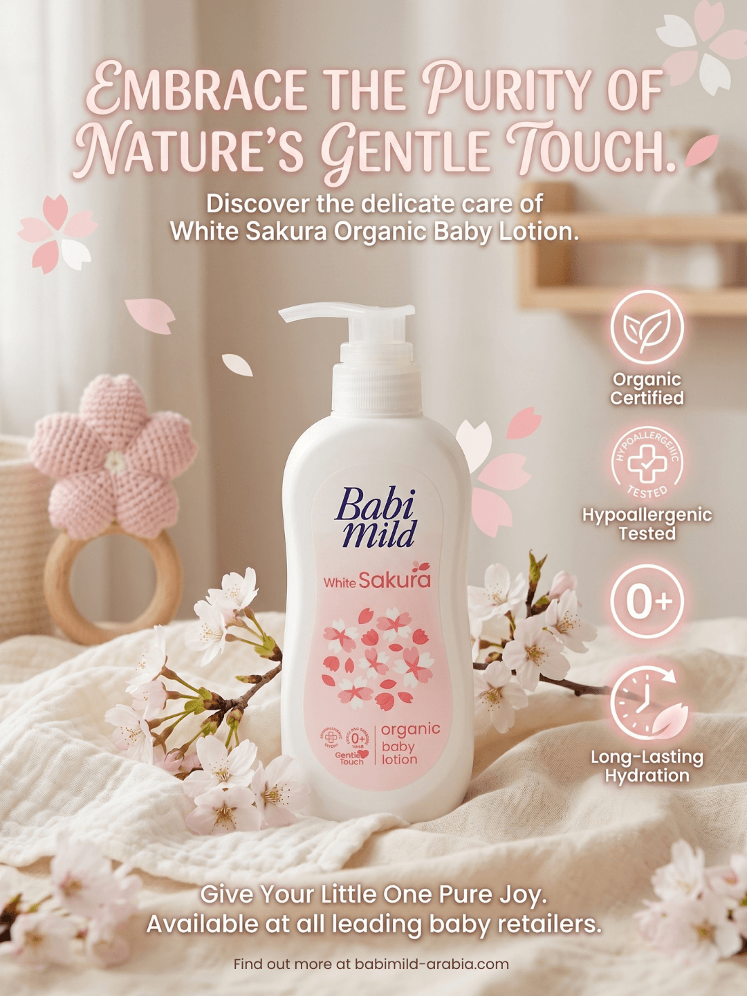 Babi Mild - White Sakura | Organic Baby Body Lotion- (180/350ml) UAE