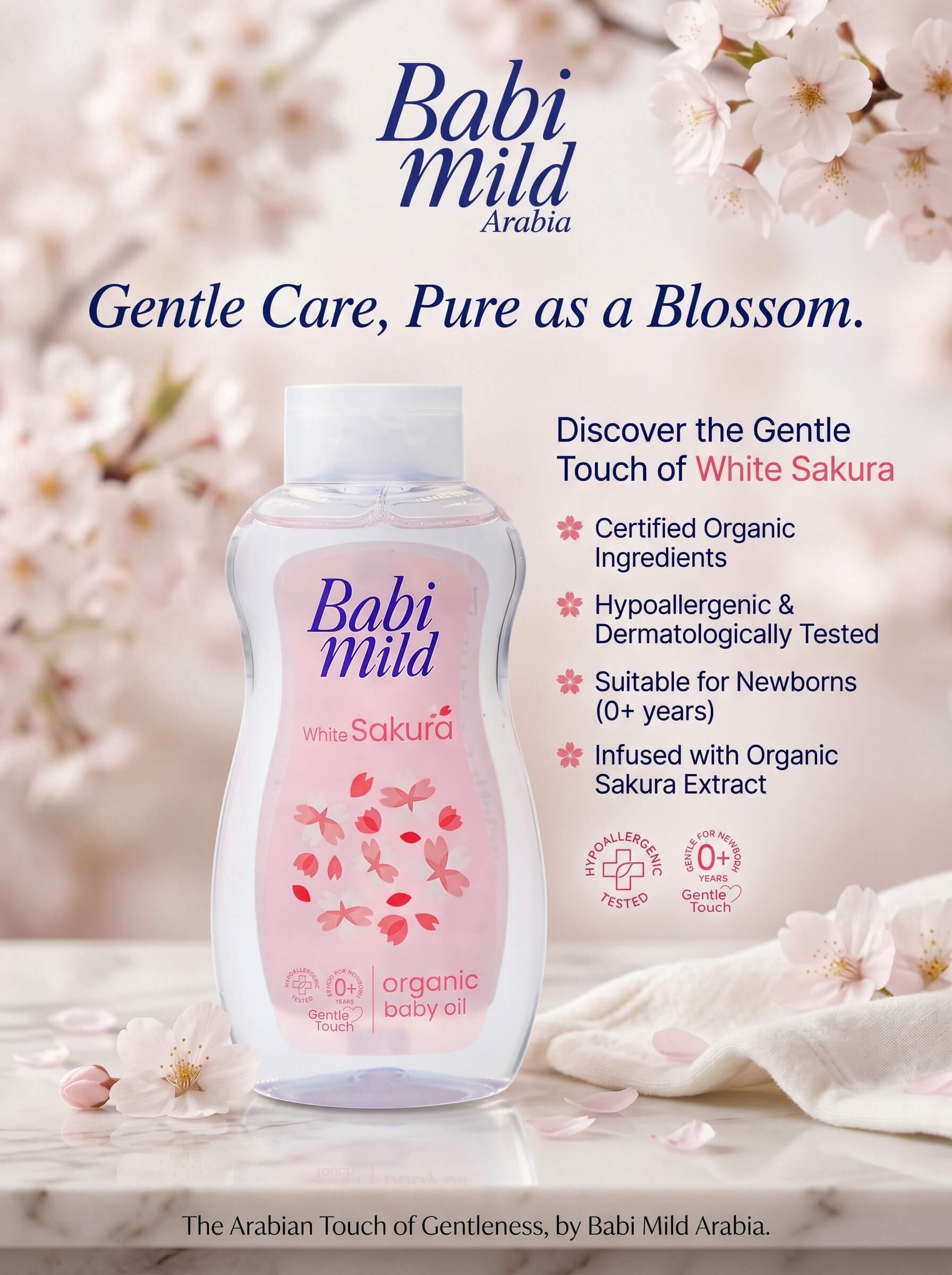 Babi Mild - White Sakura | Organic Baby Oil (100/200ml)  UAE
