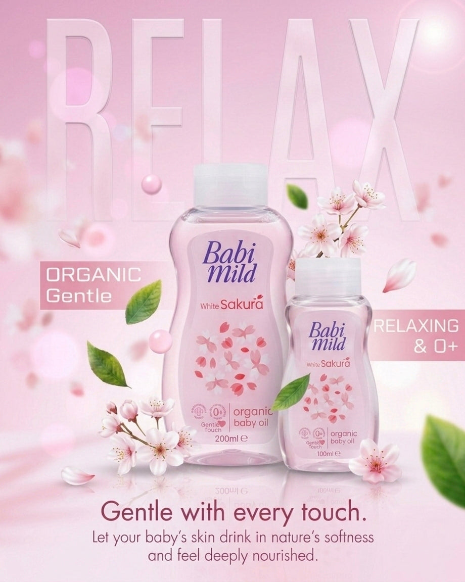 Babi Mild - White Sakura | Organic Baby Oil (100ml&200ml)