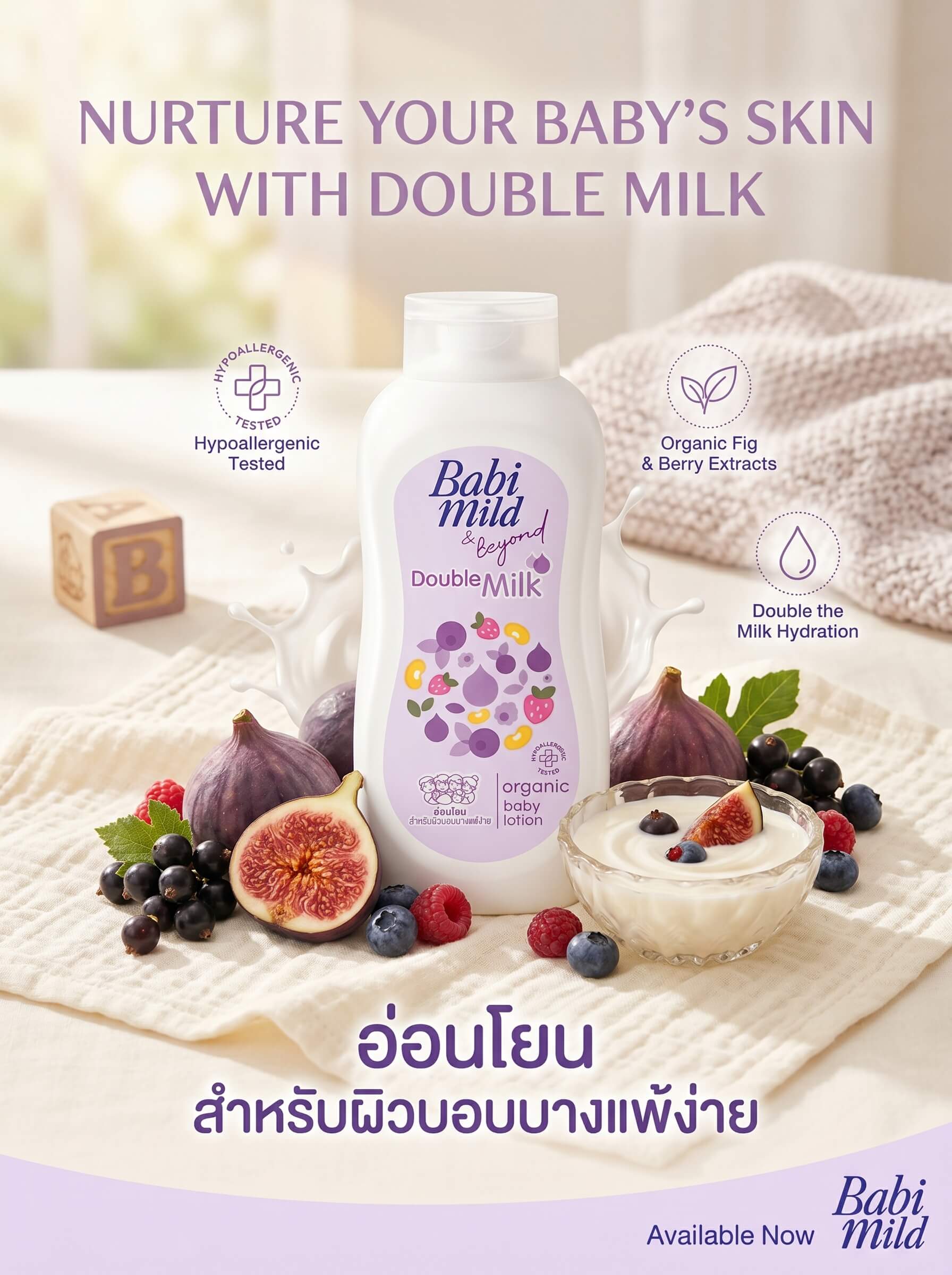 Babi Mild & Beyond - Double Milk | Organic Baby Body Lotion-  (180 ml) info UAE