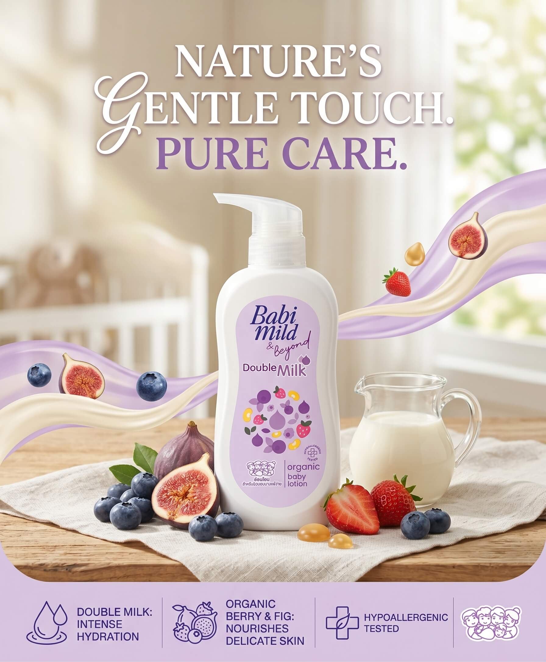 Babi Mild & Beyond - Double Milk | Organic Baby Body Lotion-  (350 ml) in UAE