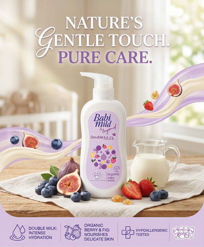 Babi Mild & Beyond - Double Milk | Organic Baby Body Lotion-  (350 ml) in UAE