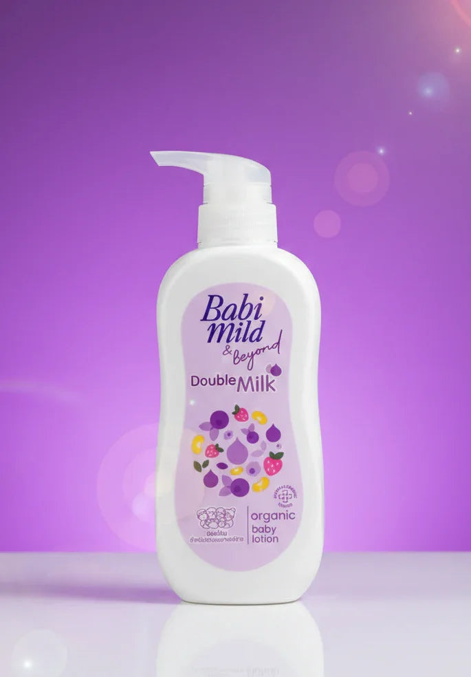 Babi Mild & Beyond - Double Milk | Organic Baby Body Lotion-  (350ml) in UAE
