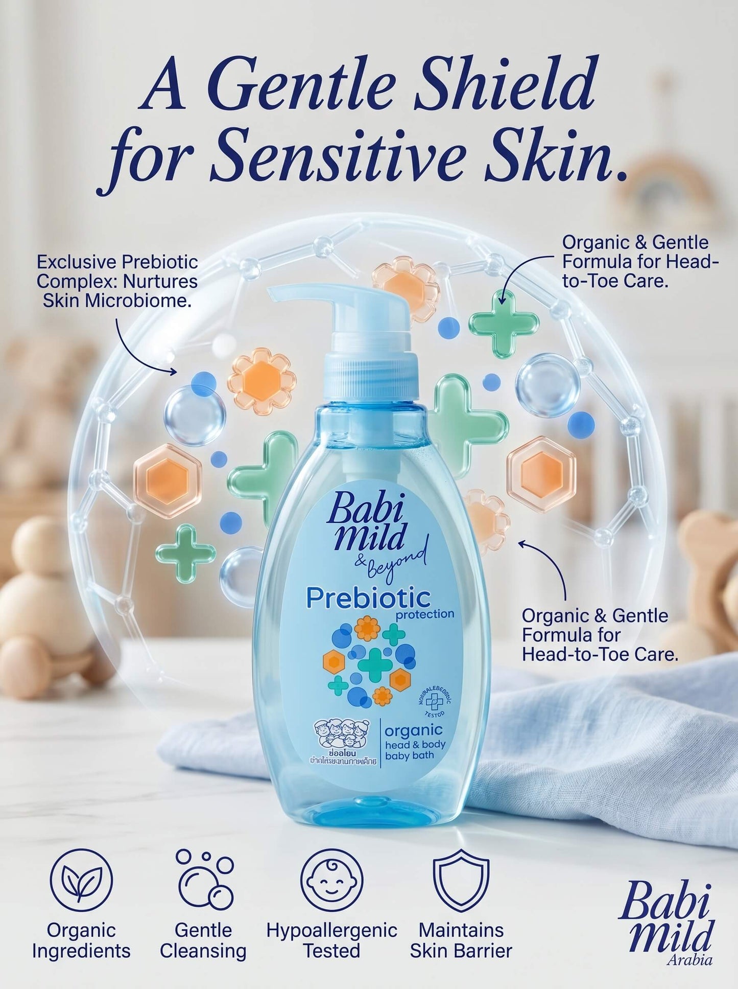 Babi Mild Beyond - Prebiotic Protection | Head & Body Baby Bath (380ml) in UAE