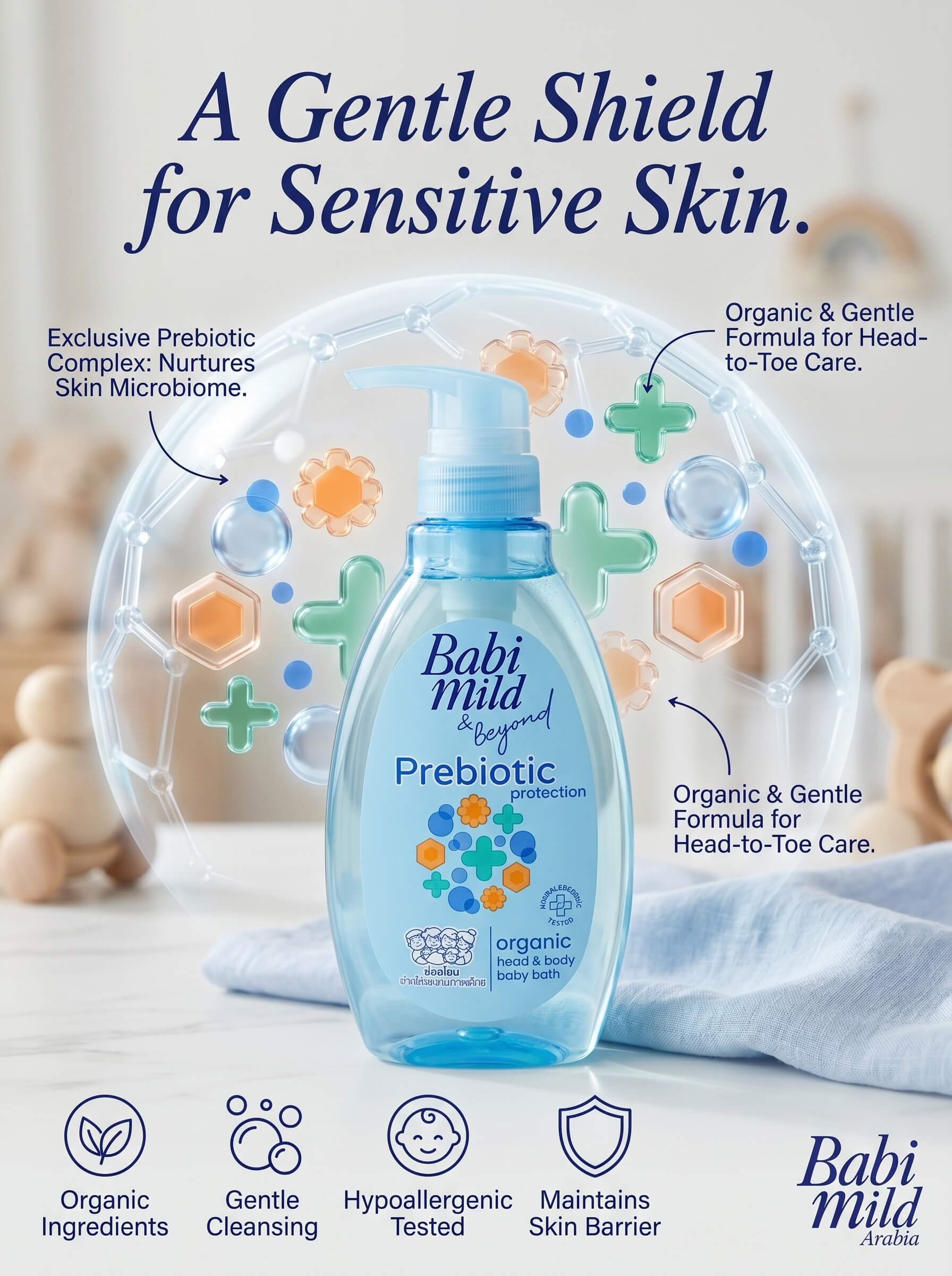 Babi Mild Beyond - Prebiotic Protection | Head & Body Baby Bath (380ml) in UAE