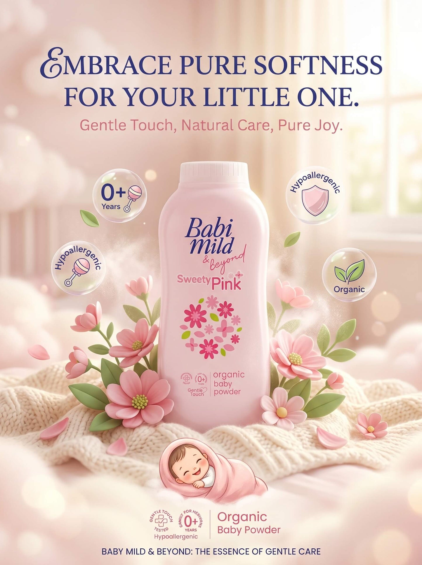 Babi Mild & Beyond - Sweety Pink | Organic Baby Powder (160g)