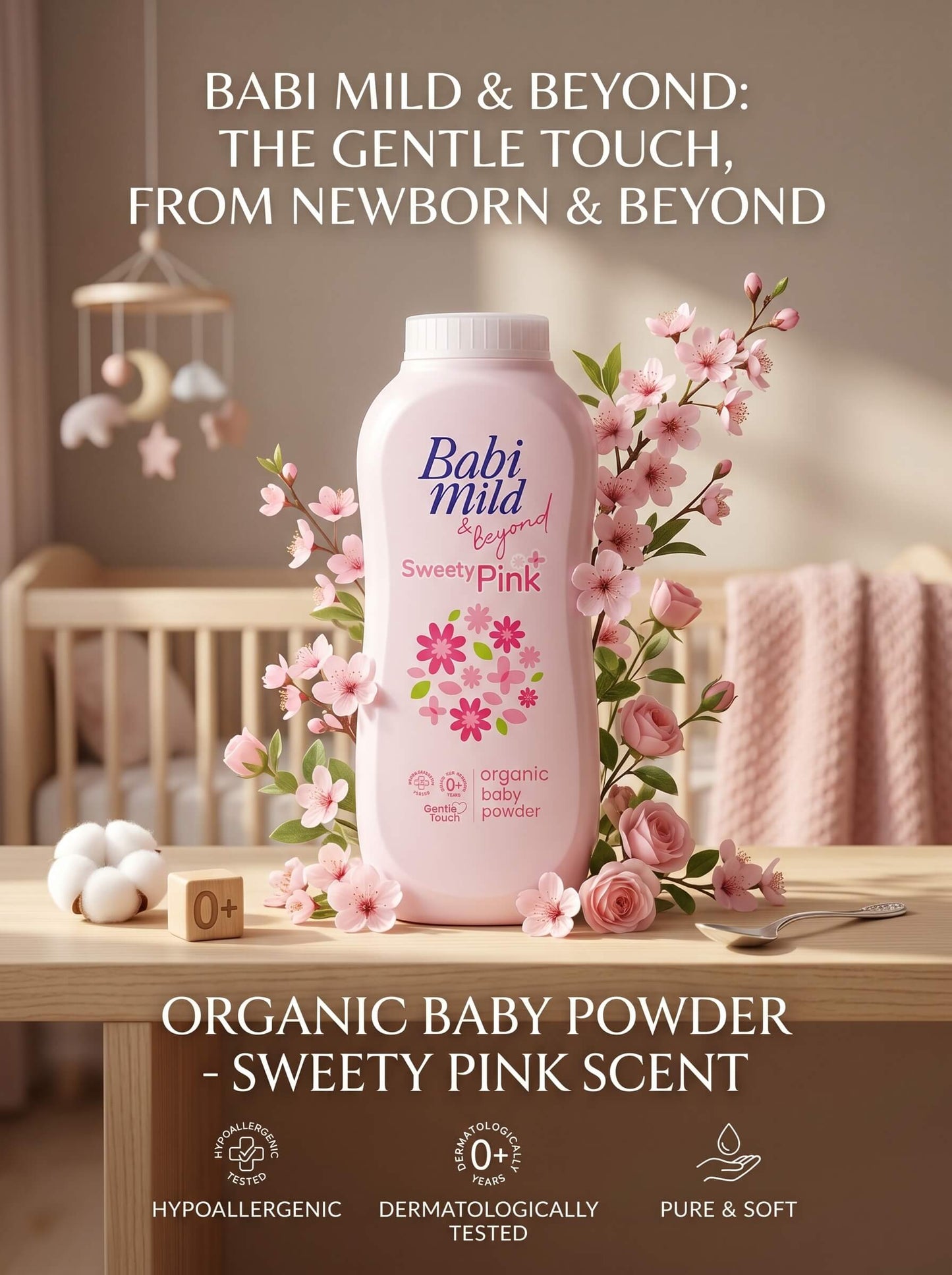 Babi Mild & Beyond - Sweety Pink | Organic Baby Powder (160g)