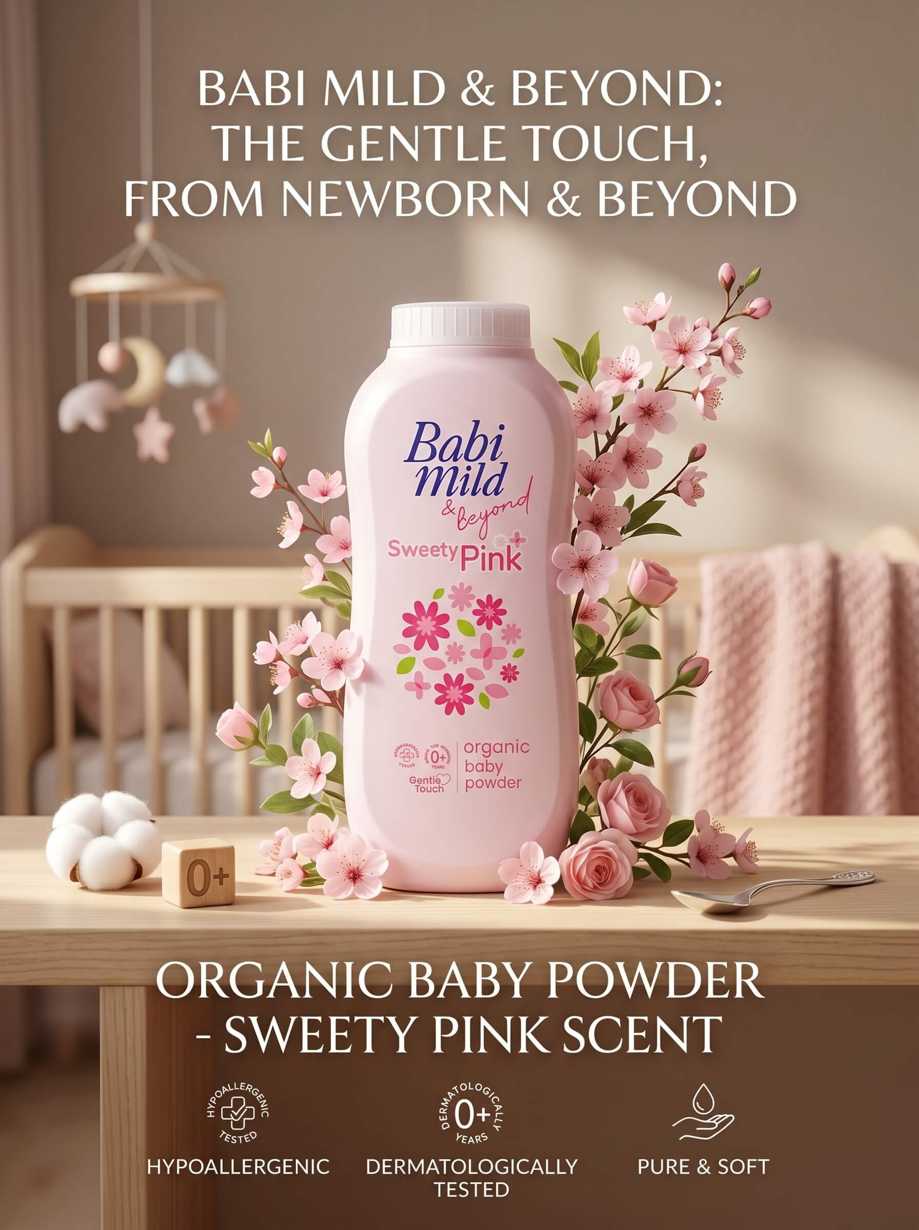Babi Mild & Beyond - Sweety Pink | Organic Baby Powder (160g)