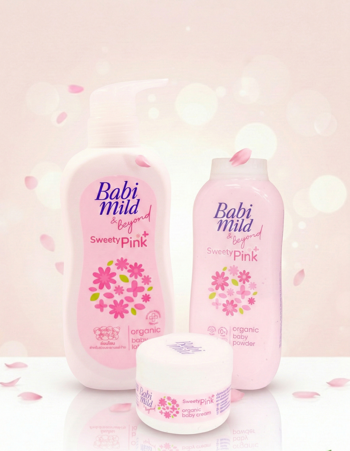 Babi Mild & Beyond Sweety Pink Organic Baby Care Set – Baby Lotion, PowderBaby  & Baby Cream