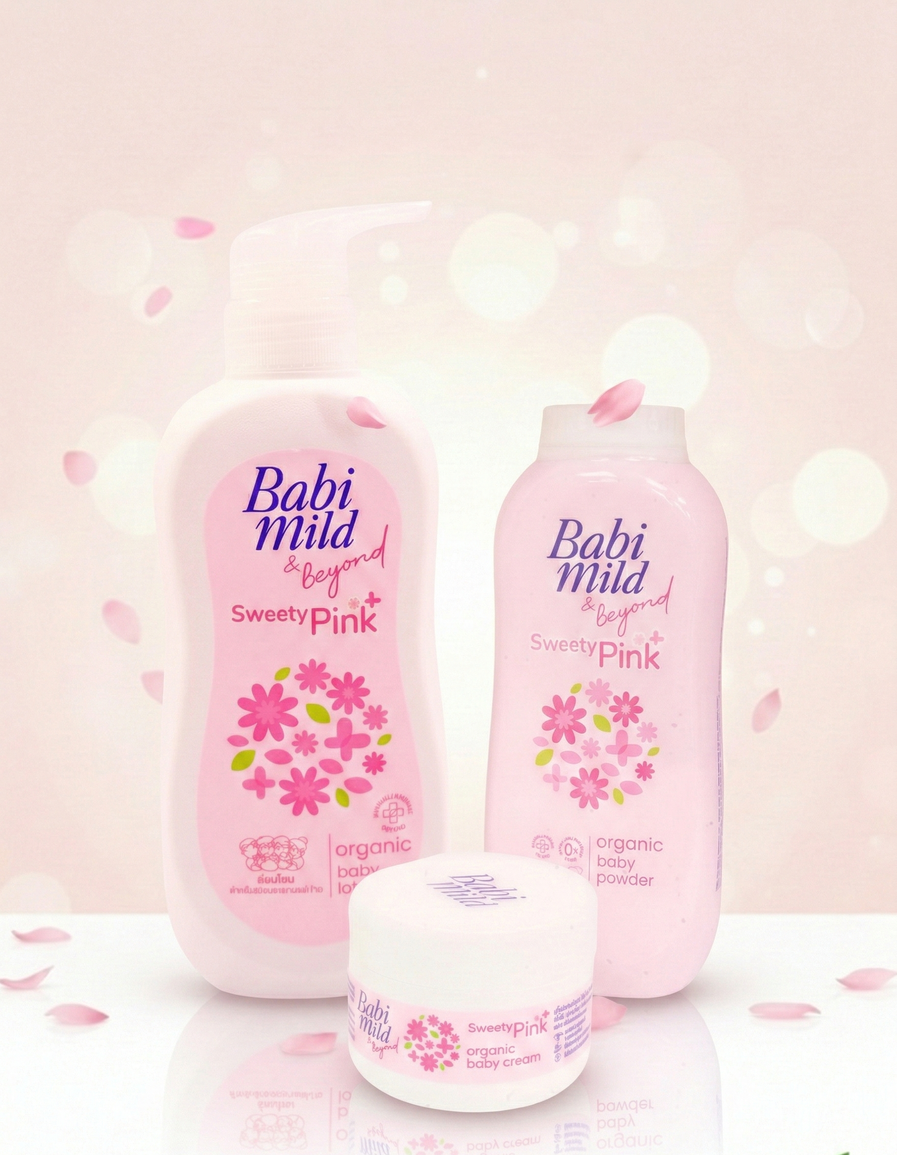 Babi Mild & Beyond Sweety Pink Organic Baby Care Set – Baby Lotion, PowderBaby  & Baby Cream