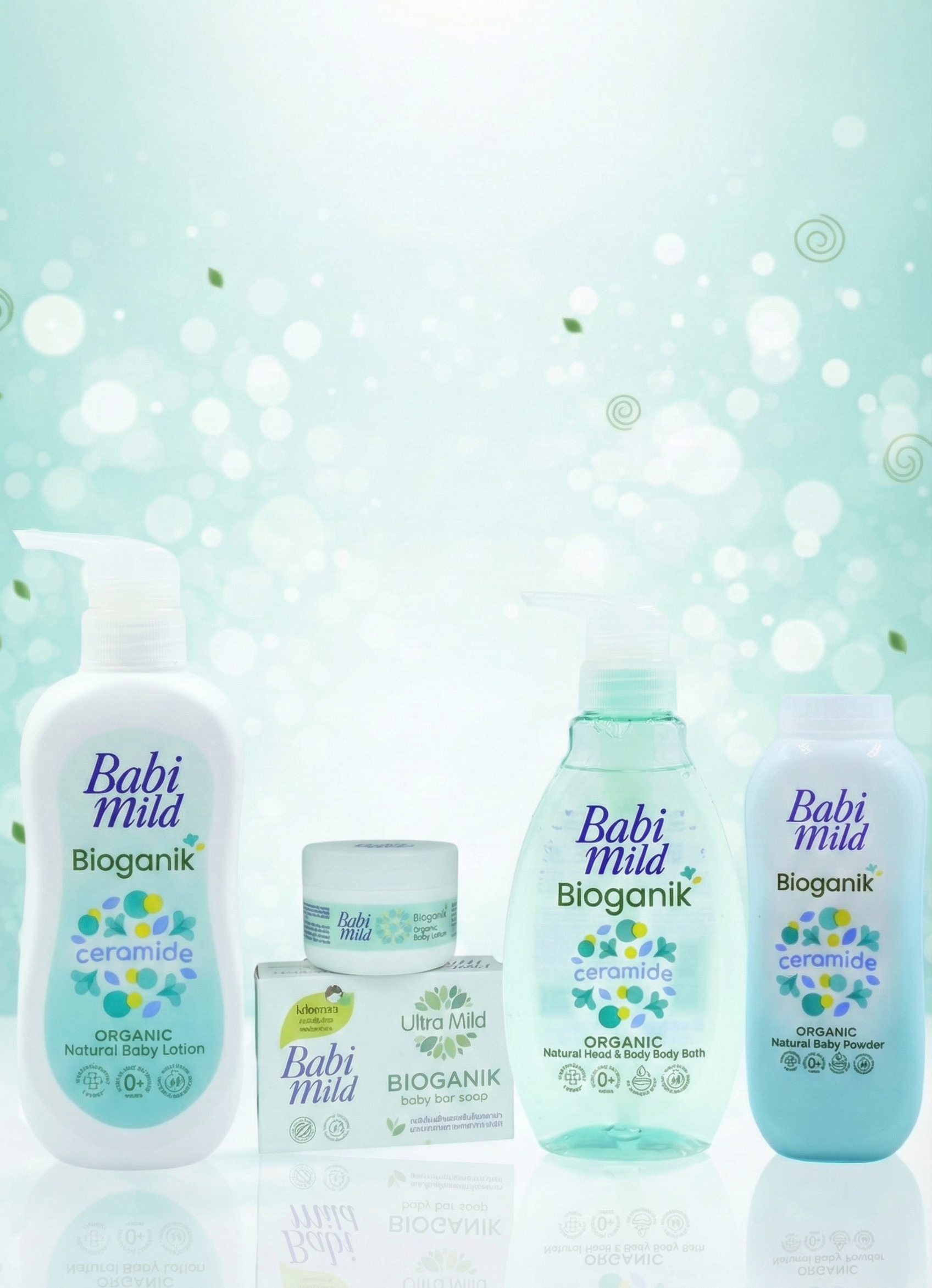 Babi Mild Bioganik Ceramide Baby Care Set – Organic Baby Lotion, Head & Body Bath, Baby Powder & Body Soap