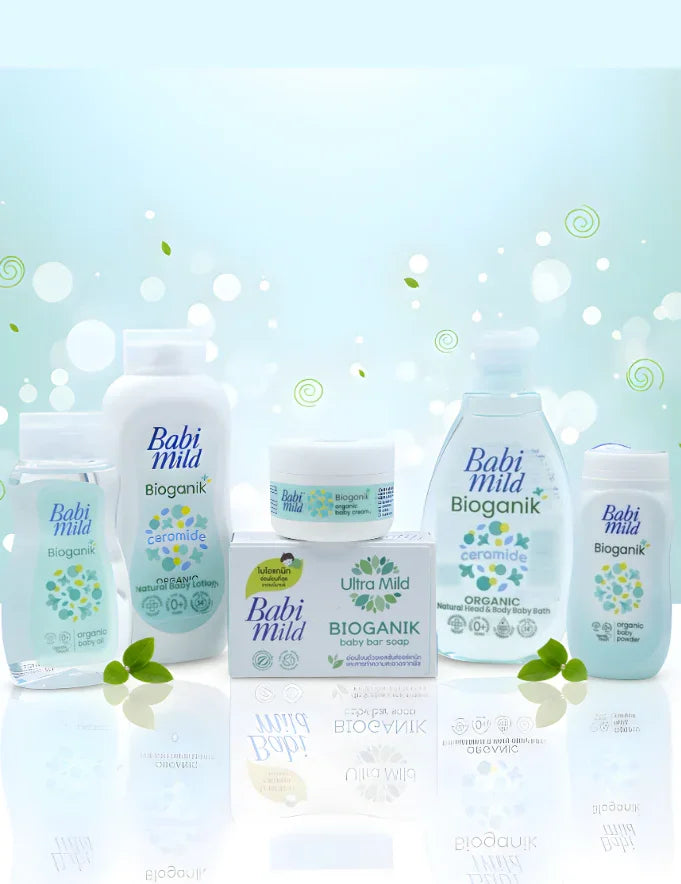 Babi Mild Bioganik Complete Baby Care Set – Organic Head & Body Bath, Baby Lotion, Baby Cream, Baby Oil & Baby Bar Soap