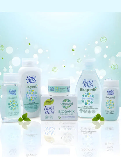Babi Mild Bioganik Complete Baby Care Set – Organic Head & Body Bath, Baby Lotion, Baby Cream, Baby Oil & Baby Bar Soap