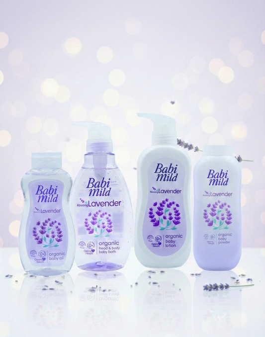 Babi Mild Relaxing Lavender Baby Care Set – Baby Oil, Baby Lotion, Head & Body Baby Bath & Baby Powder