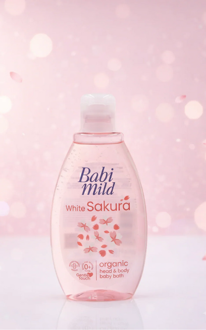Babi Mild White Sakura Baby Care Set – Organic Head & Body Baby Bath