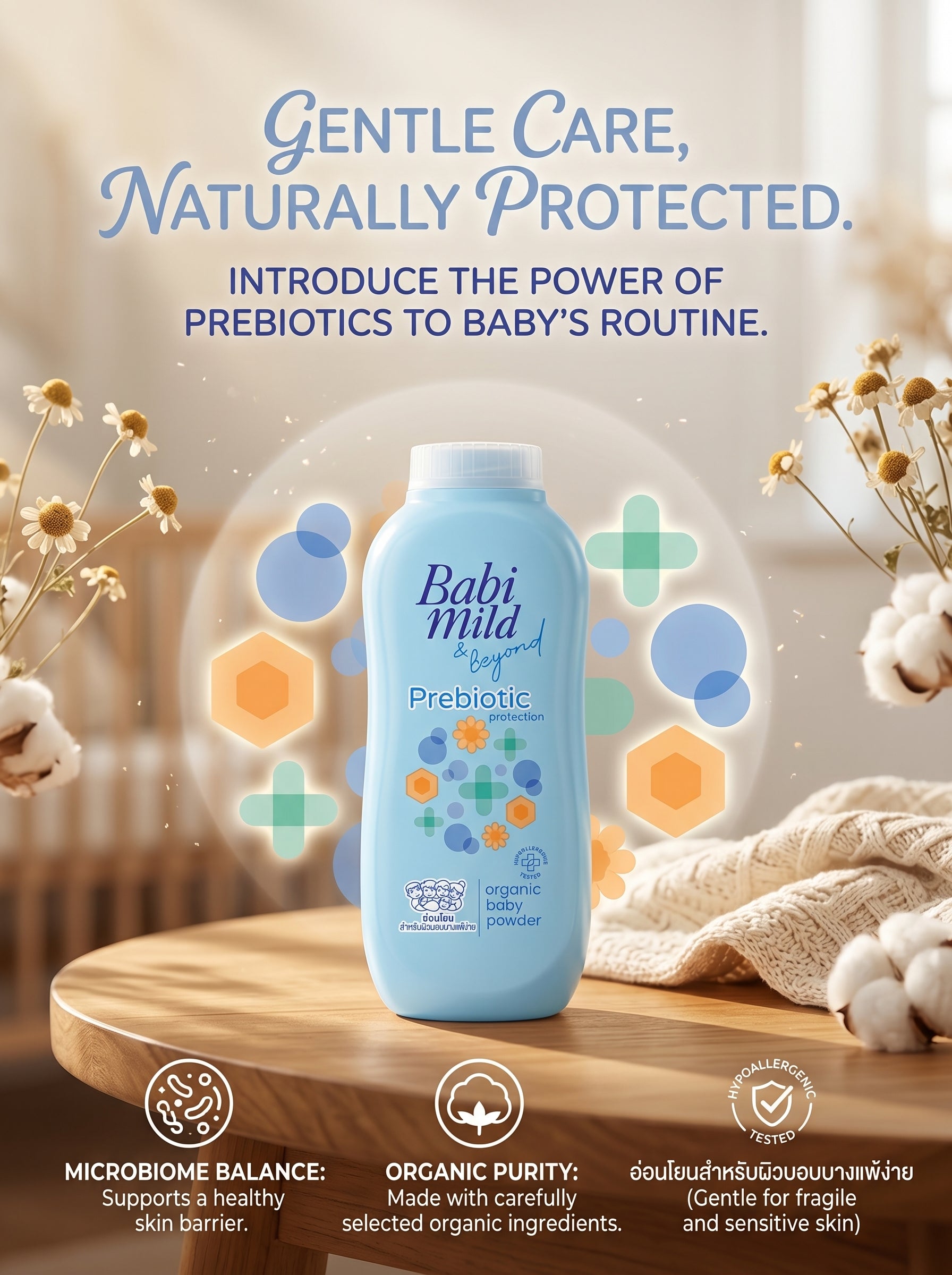 Baby Mild & Beyond - Prebiotic Protection | Organic Baby Powder (160g) 